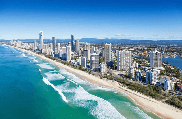 A photo of the coastline of the Goldcoast in Queensland